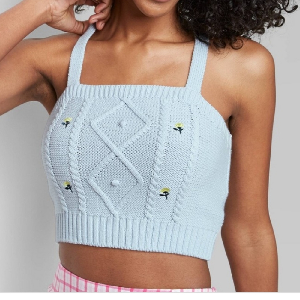 NWOT Wild Fable light blue knit tank top